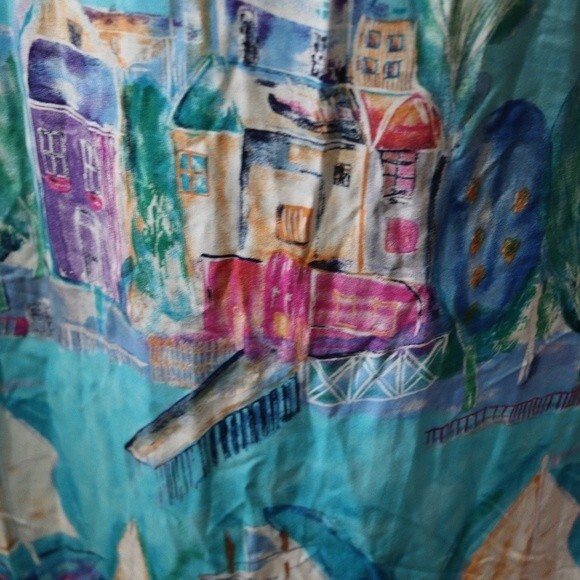 C.M. Shapes Vintage 90s Sailboat Art To Wear Maxi Dress USA Large - Picture 16 of 16